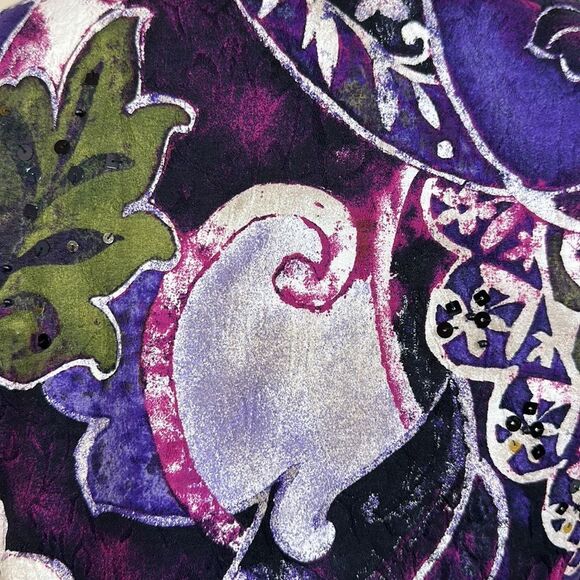 Chico's Jacket Size 0 Size 4 Purple Paisley Floral Sequin Embellished - Picture 3 of 16